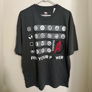 DISNEY Marvel Classic Find Your Power Superhero T Shirt Grey‎ Black Red Men's L
